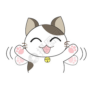 可爱快乐猫可爱的猫咪性格微笑吉祥物绘画男性动物灰色乐趣猫科收藏白色设计图片