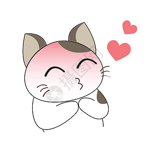 当猫爱上蝴蝶可爱的猫咪性格动物卡通片男性宠物虎斑吉祥物绘画微笑猫科灰色设计图片