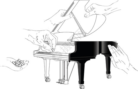 弹钢琴的手构建钢琴插图设计图片