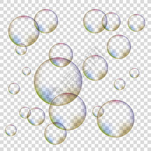 透明方格素材一组彩色泡泡设计图片
