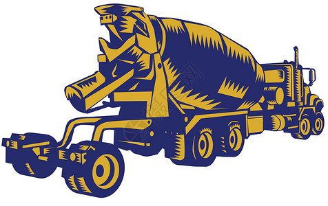 拌海带丝水泥卡车送货工业工程雕刻插图机械设备印刷车辆艺术品设计图片
