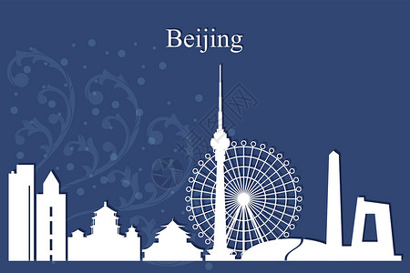 北京奥林匹克塔北京城市蓝背景的天线光影设计图片