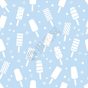 雪花图案素材带有冰棒的无缝冰淇淋模式设计图片
