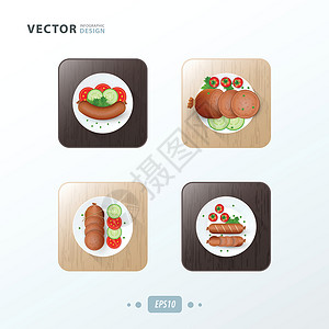 酸菜白肉热狗图标在木材上设计食物设计图片