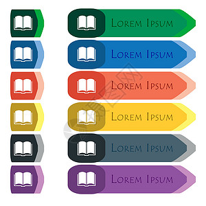 一组书书图标符号 一组多彩 亮亮的长按钮 并配有其他小模块学校页数全书百科读者出版物教科书小说文学学习设计图片