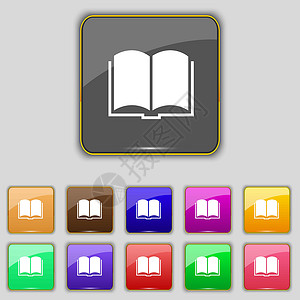 按钮图书本图标符号 设置您网站的11个彩色按钮 矢量百科学校页数读者教育出版物学习小说插图字典设计图片