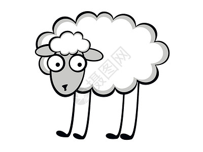 超级可爱绵羊有趣的年轻绵羊农民乐趣羊毛动物绘画农场母羊艺术飞跃家畜设计图片