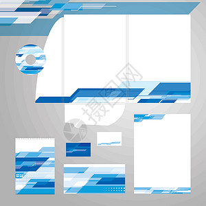 高档蓝色名片机构身份标识模板矢量收藏工件插图横幅空白目录宣传册信封床单公司设计图片