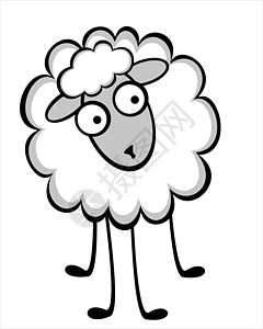 农家院有趣的年轻绵羊哺乳动物卡通片羊肉农民婴儿动物夹子失眠羊毛插图设计图片