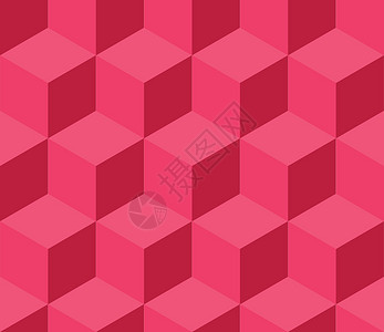 粉红色几何菱形红立方无缝模式设计图片