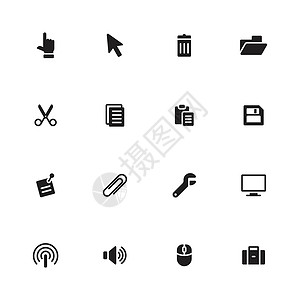 胶布粘贴黑色简单平面计算机和技术图标 se设计图片