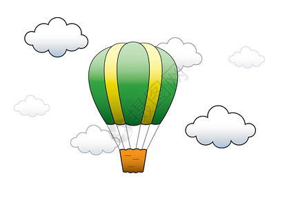 矢量亮热气球在天空中飞翔背景图片