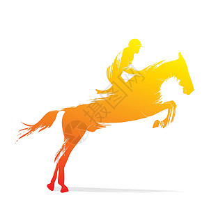 骑马的人骑士玩家设计矢量插图课程英语赛马骑手骑师栅栏竞赛跳跃橙子设计图片