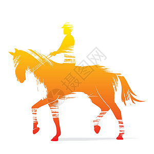 黄色的马骑马设计 vecto设计图片
