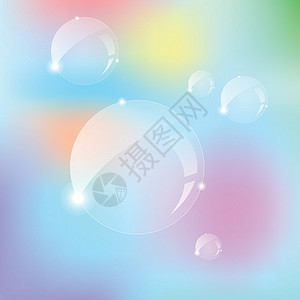 彩色的肥皂泡泡彩色背景上的透明泡泡设计图片