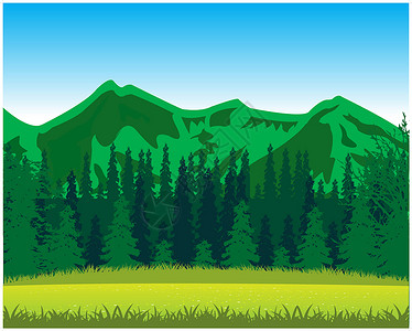 夏季前的山区和林木背景图片