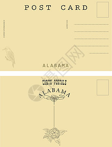 邀请关键状态模特来自阿拉巴姆的复古明信片设计图片