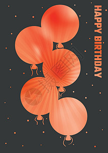 红色生日邀请函带彩色气球的生日插画墙纸红色狂欢纪念日惊喜周年派对卡片喜悦庆典设计图片