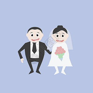 女人新婚夫妇婚礼快乐商业新娘假期夫妇女性夫妻妻子卡通片插图艺术设计图片