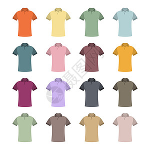 一套彩色 t 恤矢量插图袖子收藏运动衫图像绘画空白球座纺织品运动套装设计图片
