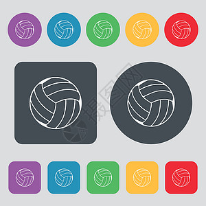 排球会徽设计排球图标符号 一组有12色按钮 平面设计 矢量设计图片