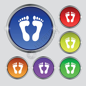 食品级图标符号 在亮度彩色按钮上的圆形符号 矢量艺术插图运动孩子身体动物婴儿赤脚打印电脑设计图片
