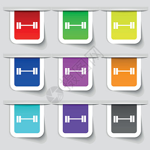 萨贡托端口哑铃图标标志 为您的设计设置多彩多姿的现代标签 韦克托设计图片