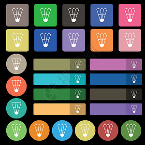 黑色小鸟玩偶羽毛球图标标志 由二十七个彩色平面按钮组成 韦克托设计图片