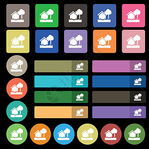 青岛奥帆广场淹水主图标符号 从 27 个多色平板按钮中设置 Victor设计图片
