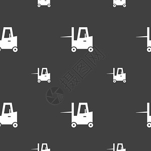 托运人叉车图标标志 灰色背景上的无缝模式 韦克托机器仓库盒子设施插图卡车送货艺术装载机农业设计图片