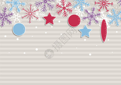 原来带条纹和雪花的圣诞插画插图紫色假期邀请函礼物紫红色墙纸蓝色新年时间设计图片