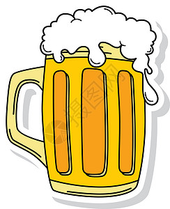 酵母冷啤酒主题玻璃粮食花圈插图饮料酒精黑色黄色泡沫菜单设计图片