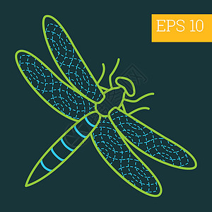 墨西科蜻蜓昆虫轮廓 vecto设计图片