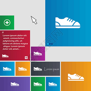 跑鞋图标带有光标指针的现代界面网站按钮 矢量 V插图蕾丝运动员衣服跑鞋健身房鞋类健康运动鞋娱乐设计图片