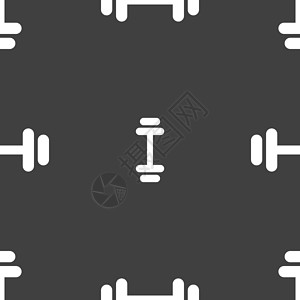 萨兰托杠铃图标标志 灰色背景上的无缝模式 韦克托阴影建筑训练力量身体生活健身房哑铃重量体操设计图片