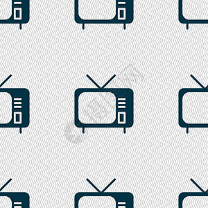 电视机矢量图电视图标标志 具有几何纹理的无缝模式 韦克托水晶渠道信号展示播送插图电影宽屏手表电视节目设计图片