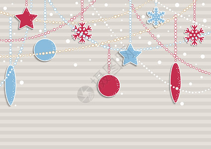 邀请函装饰带条纹和雪花的圣诞插画包装问候语卡片邀请函新年紫红色紫色礼物假期时间设计图片