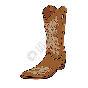 牧场马群元素皮革牛仔靴设计图片