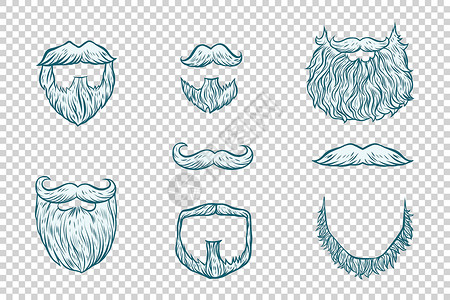 胡子素材透明一套胡子和胡子胡须 圣诞老人设计图片