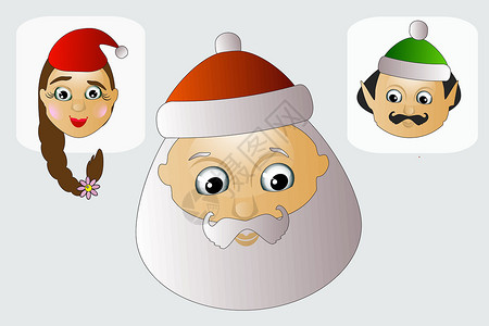 拉普兰圣诞老人头 小精灵和夫人是团队的圣诞快乐设计图片