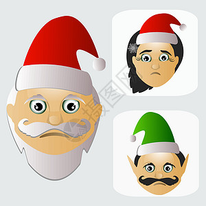 圣尼古拉斯圣诞老人时尚图标在白色背景下很容易编辑 连同小姐和小精灵矢量它制作图案帽子女士快乐男人太太假期男性胡须帮助女性设计图片