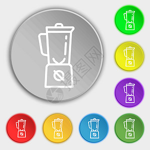 榨汁机搅拌器图标符号 8个平板按钮上的符号 矢量设计图片