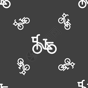 自行车标志自行车图标标志 灰色背景上的无缝模式 韦克托速度山地损失交通乐趣闲暇踏板运动旅行插图设计图片