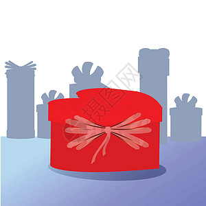 赏金以红弓装在盒子中的礼物 以心的形式设计图片