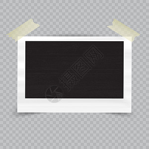 相框夹子旧空逼真的相框 方格背景上有透明阴影 边框到家庭相册 您的设计和业务的矢量图标准白色控制板黑色收藏木板磁带尺寸记忆插图设计图片