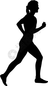 运动结束素材黑色剪影跑步者在白色背景上冲刺女性冠军竞赛速度肾上腺素优胜者插图行动跑步游戏赛跑者设计图片