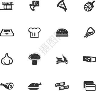 里科塔奶酪餐厅图标 se插图烹饪拼盘水果熏肉火腿勺子送货食物盘子设计图片