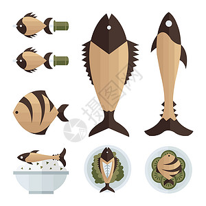 米鱼棕色鱼类食品和沙拉信息图表设计图片