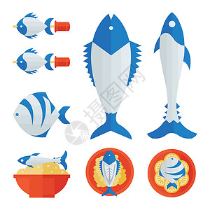 火焙鱼鱼类食品和沙拉信息图表设计图片