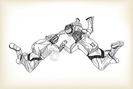 跳伞男子跳伞者自由手绘草图 vecto背景图片